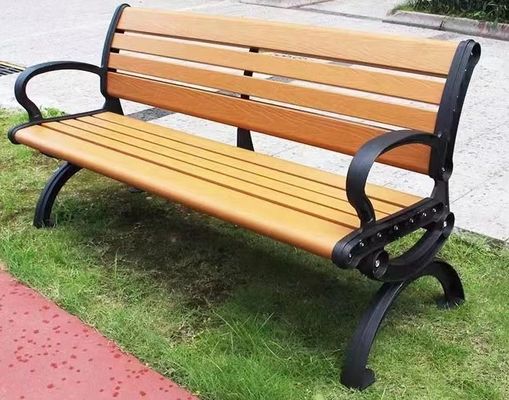 Modernes Tabellen-Stuhl-Garten-allgemeiner Park-Metallholz-Eisen-im Freien Stahlplastik der Aufenthaltsraum-langes hölzernes Speicher-Bank-WPC